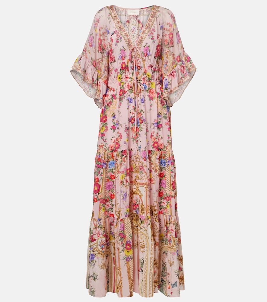 camilla floral silk maxi dress