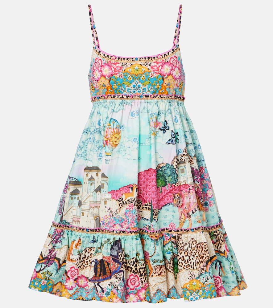 camilla gathered printed cotton minidress