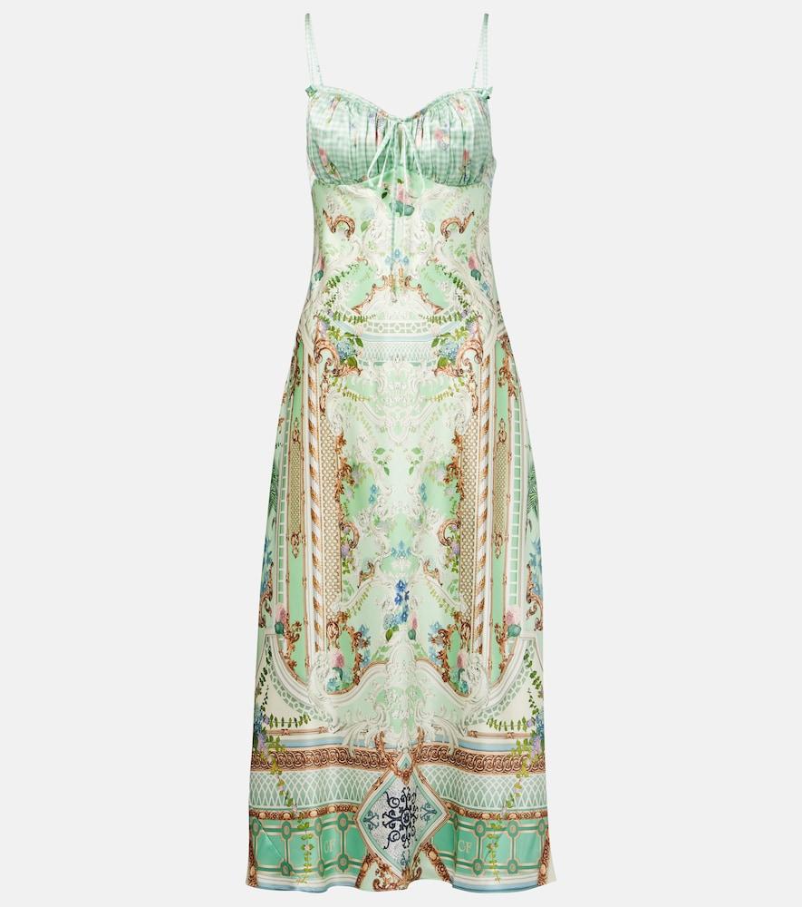 camilla gathered silk midi dress