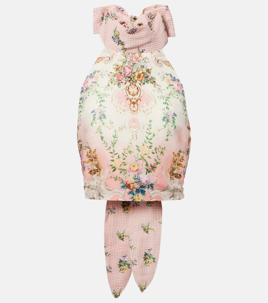 camilla halterneck linen and silk crop top