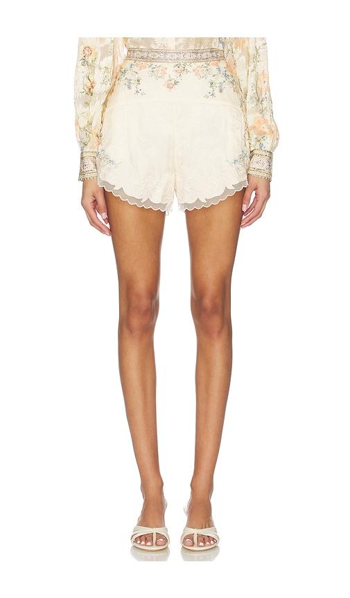 camilla high waisted flare short in neutral.