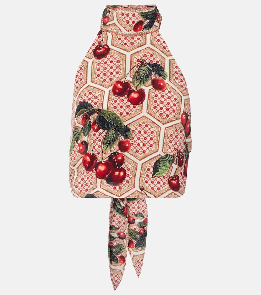 camilla notes from the road printed silk top