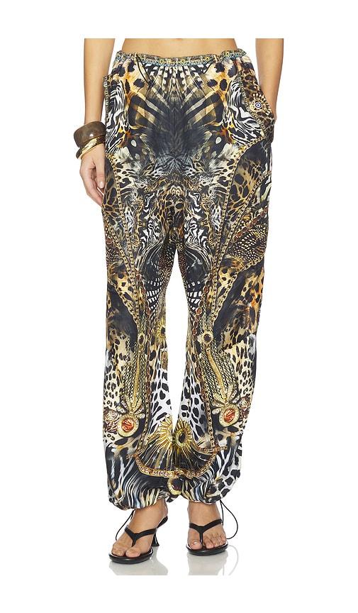 camilla parachute pant in black,yellow.