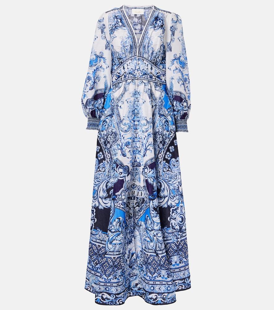 camilla printed linen and silk maxi dress