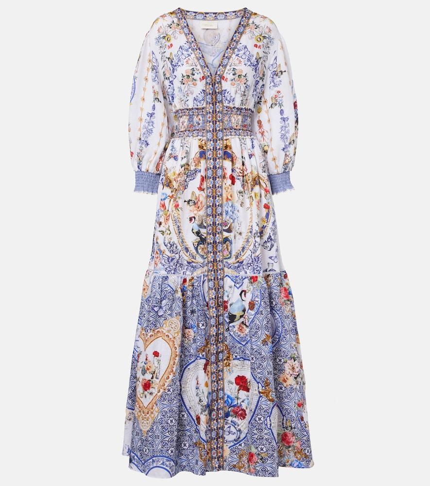 camilla printed linen maxi dress