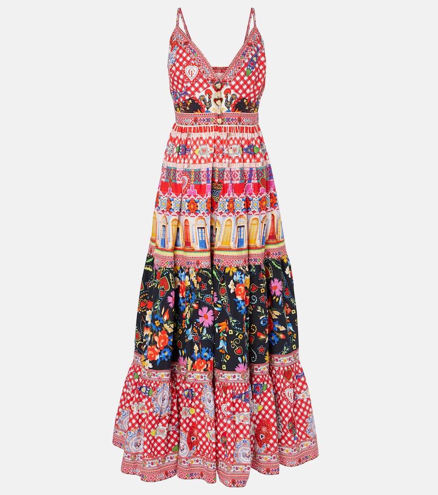 camilla printed tiered cotton maxi dress