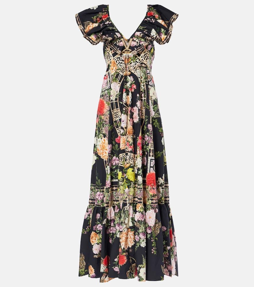 camilla ruffled floral cotton maxi dress