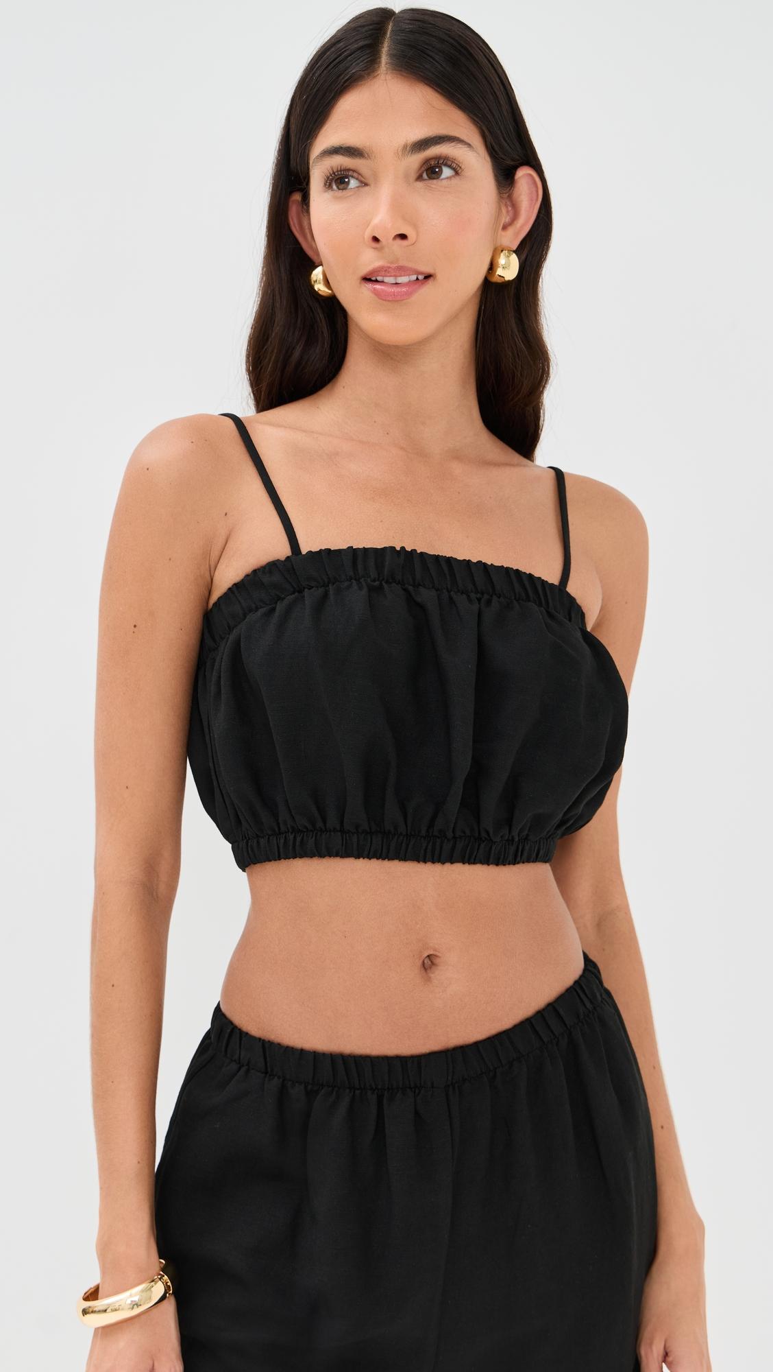 camille cropped linen top