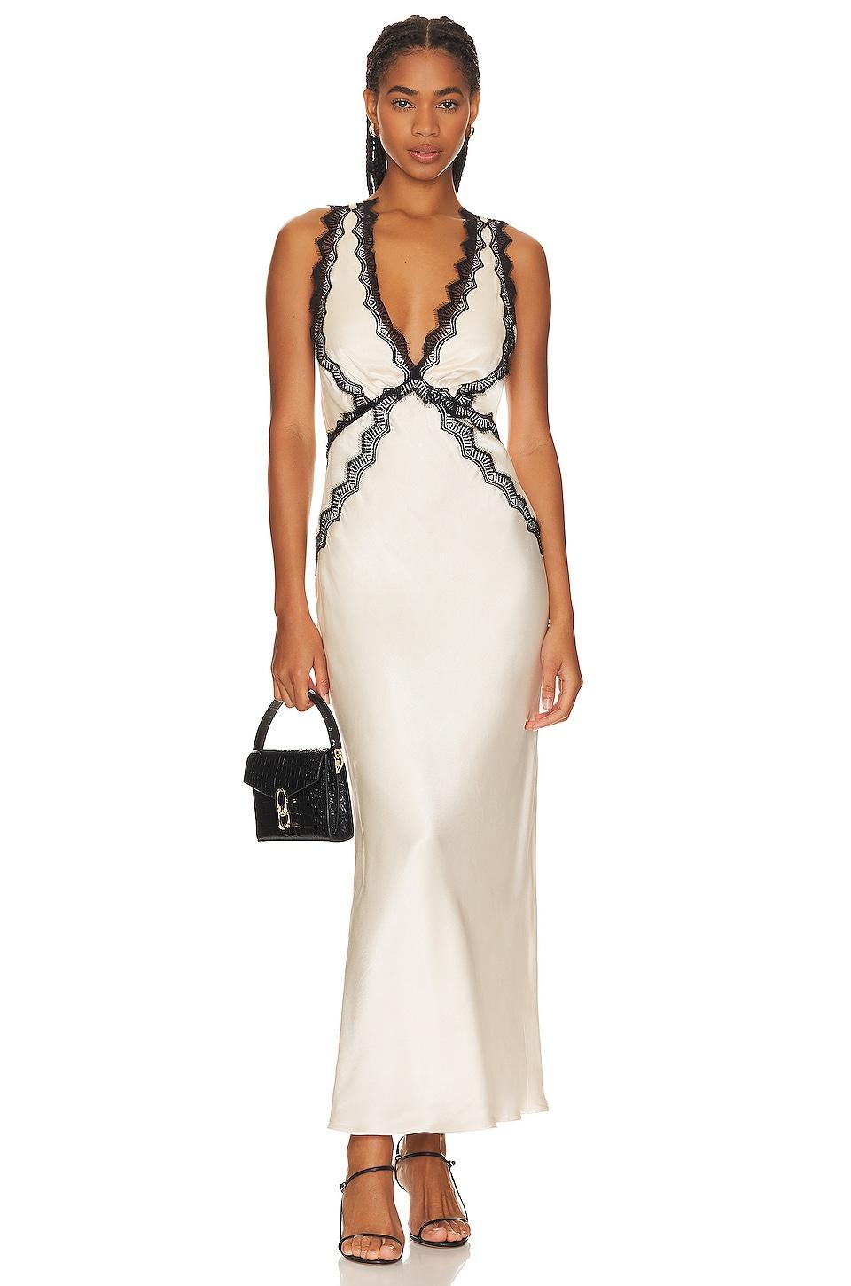 camille lace cross back midi dress