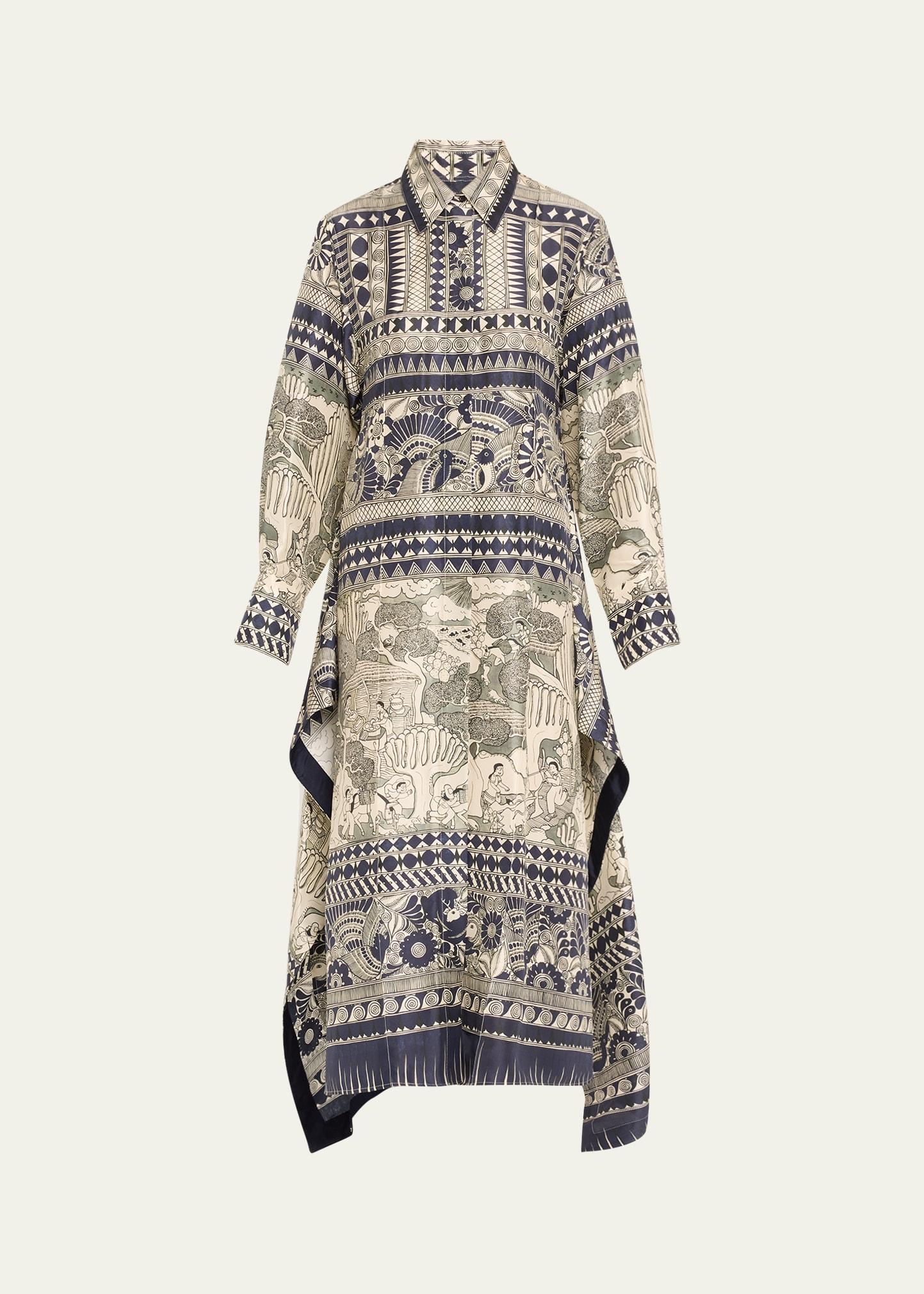 camille rcc-print long-sleeve maxi shirtdress