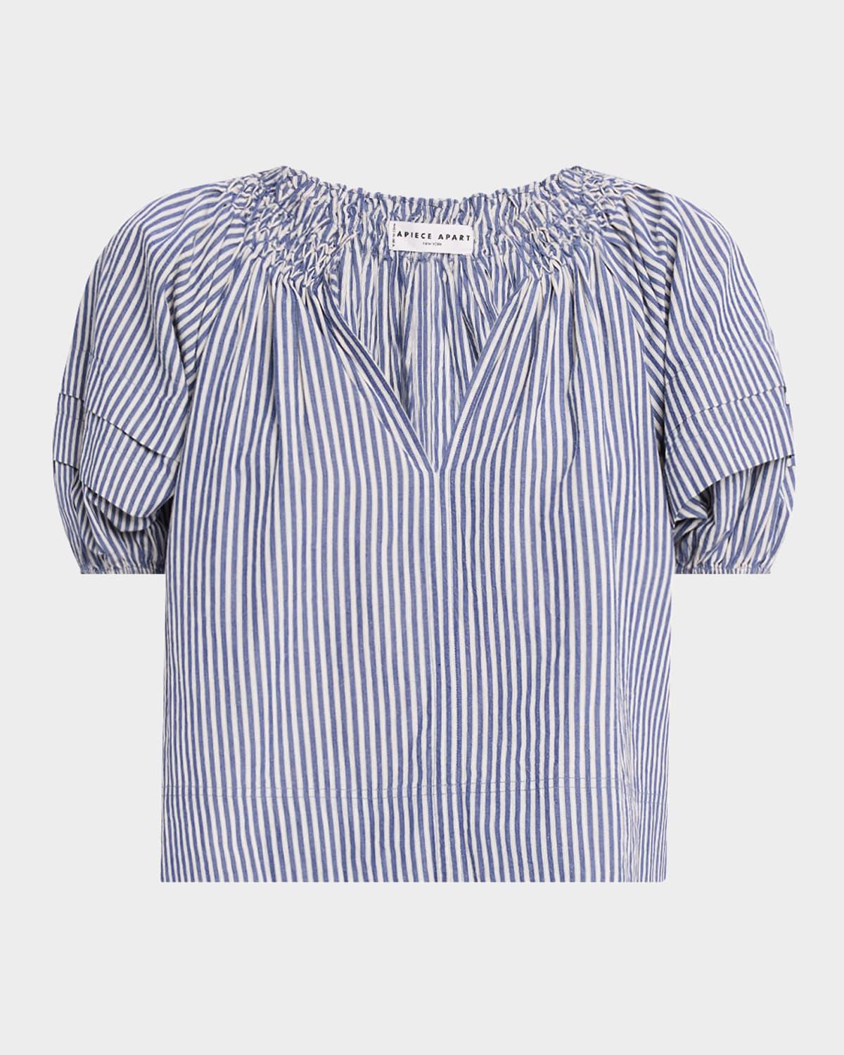 caminitas striped puff-sleeve top