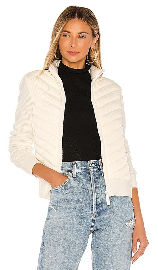canada goose hybridge knit jacket in ivory.