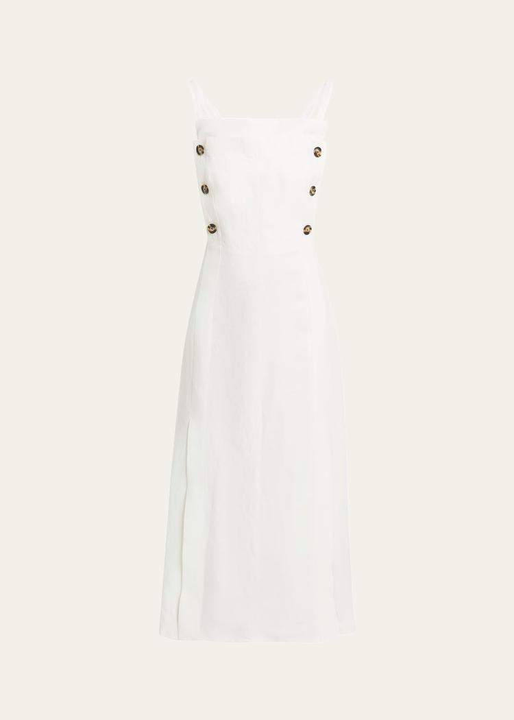 candice long buttoned linen dress