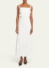 candice long buttoned linen dress