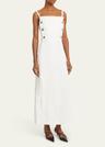 candice long buttoned linen dress