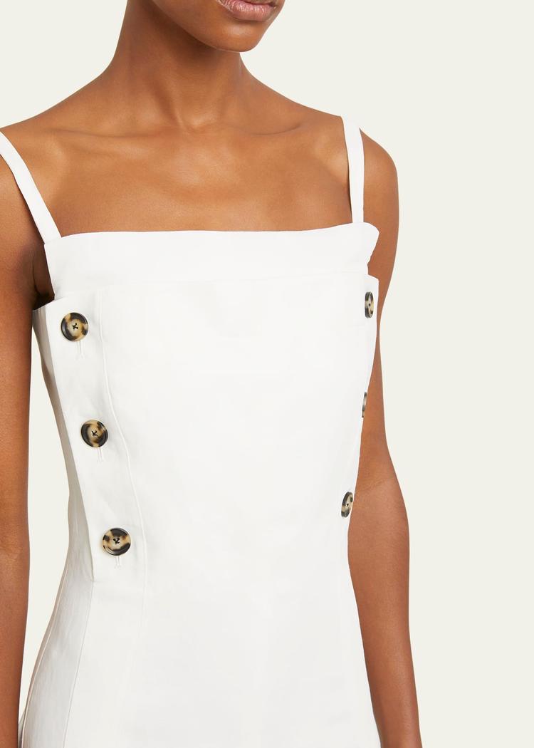 candice long buttoned linen dress