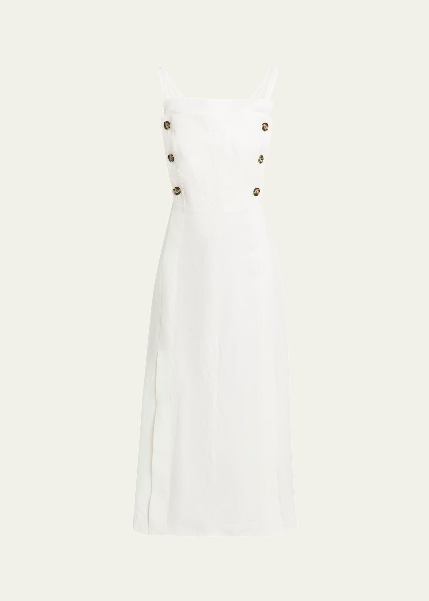 candice long buttoned linen dress