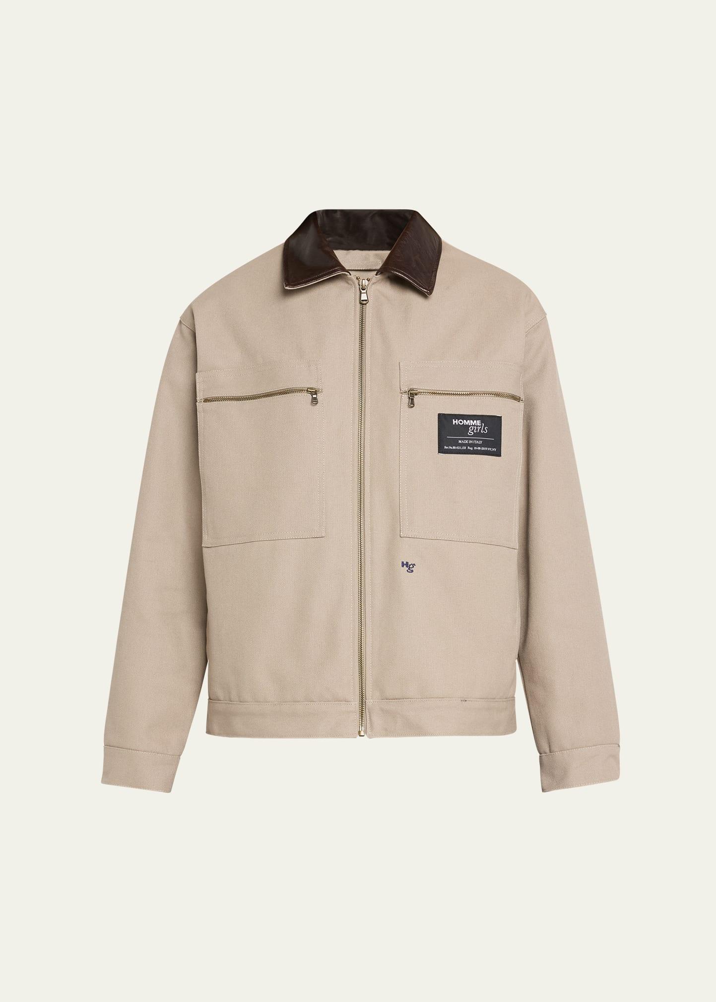canvas and leather work jacket