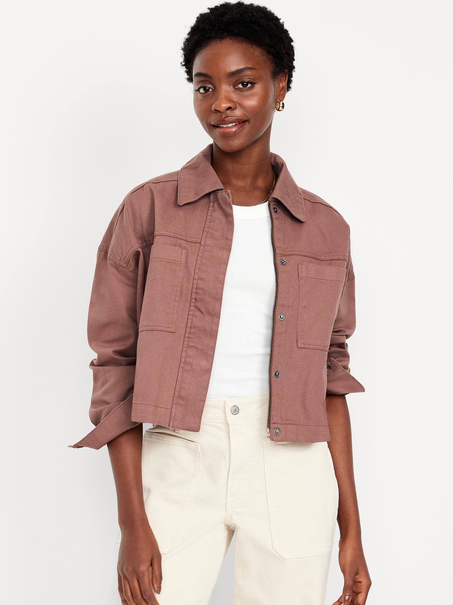 canvas crop utility jacket