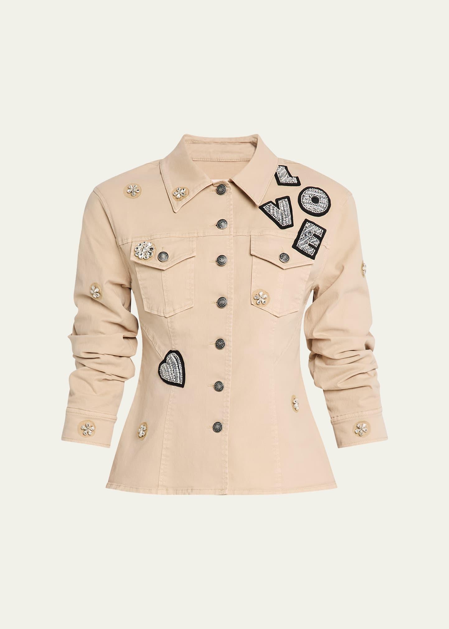 canyon embellished scrunched denim jacket