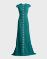 cap-sleeve a-line floral lace gown