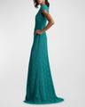 cap-sleeve a-line floral lace gown