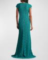 cap-sleeve a-line floral lace gown