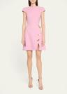 cap-sleeve butterfly-slit tweed mini dress
