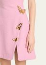 cap-sleeve butterfly-slit tweed mini dress