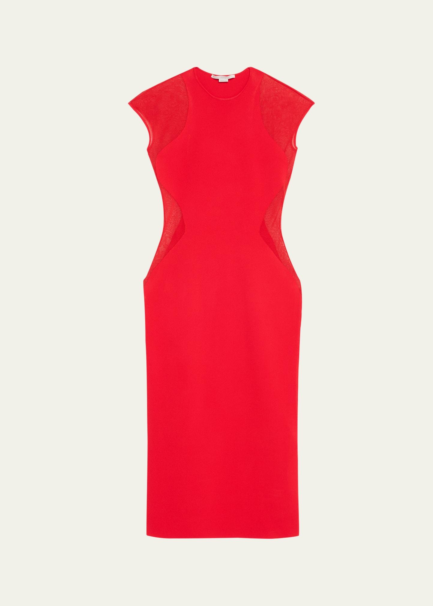 cap-sleeve compact knit miracle midi dress