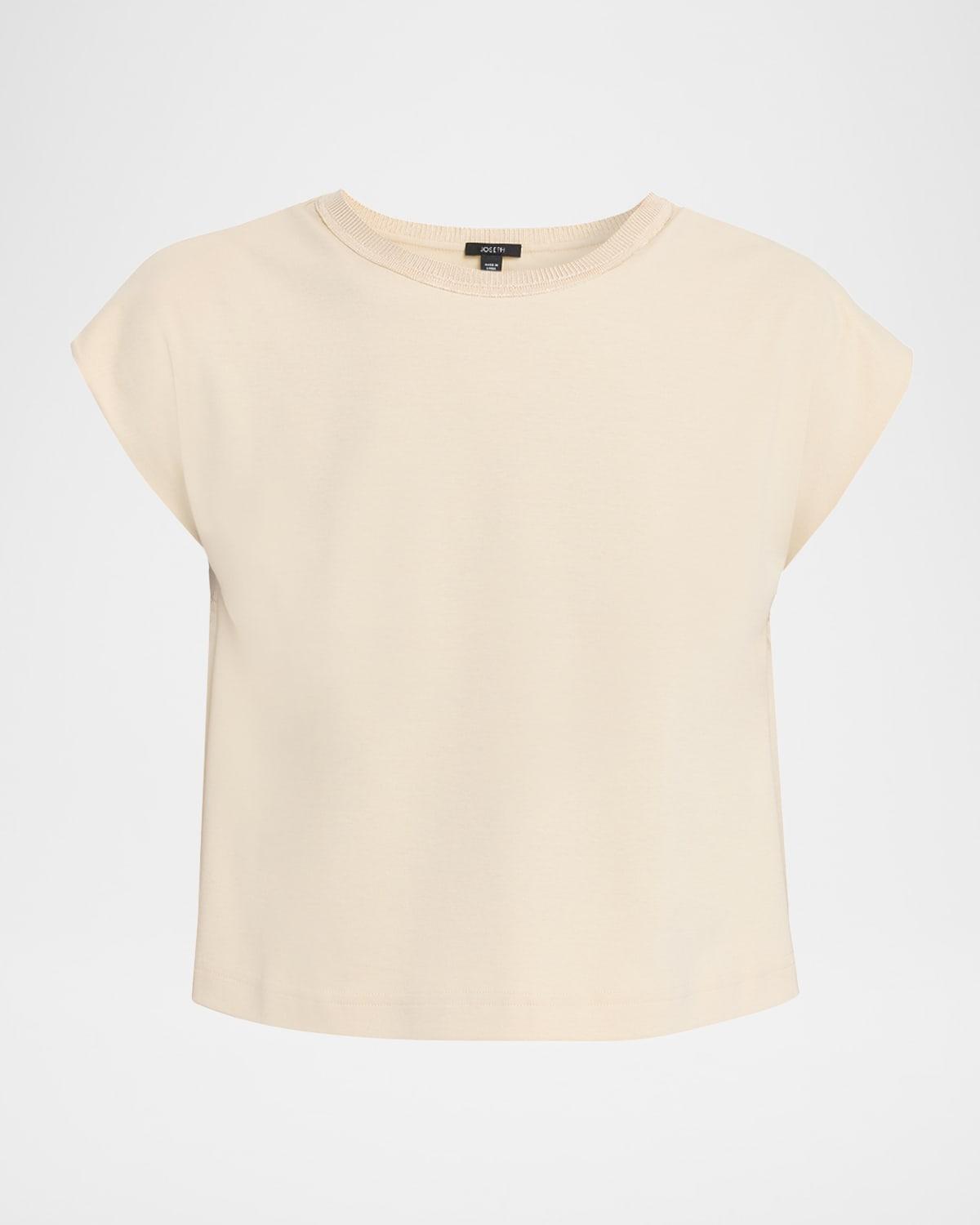 cap-sleeve cotton jersey & poplin ruffle tee