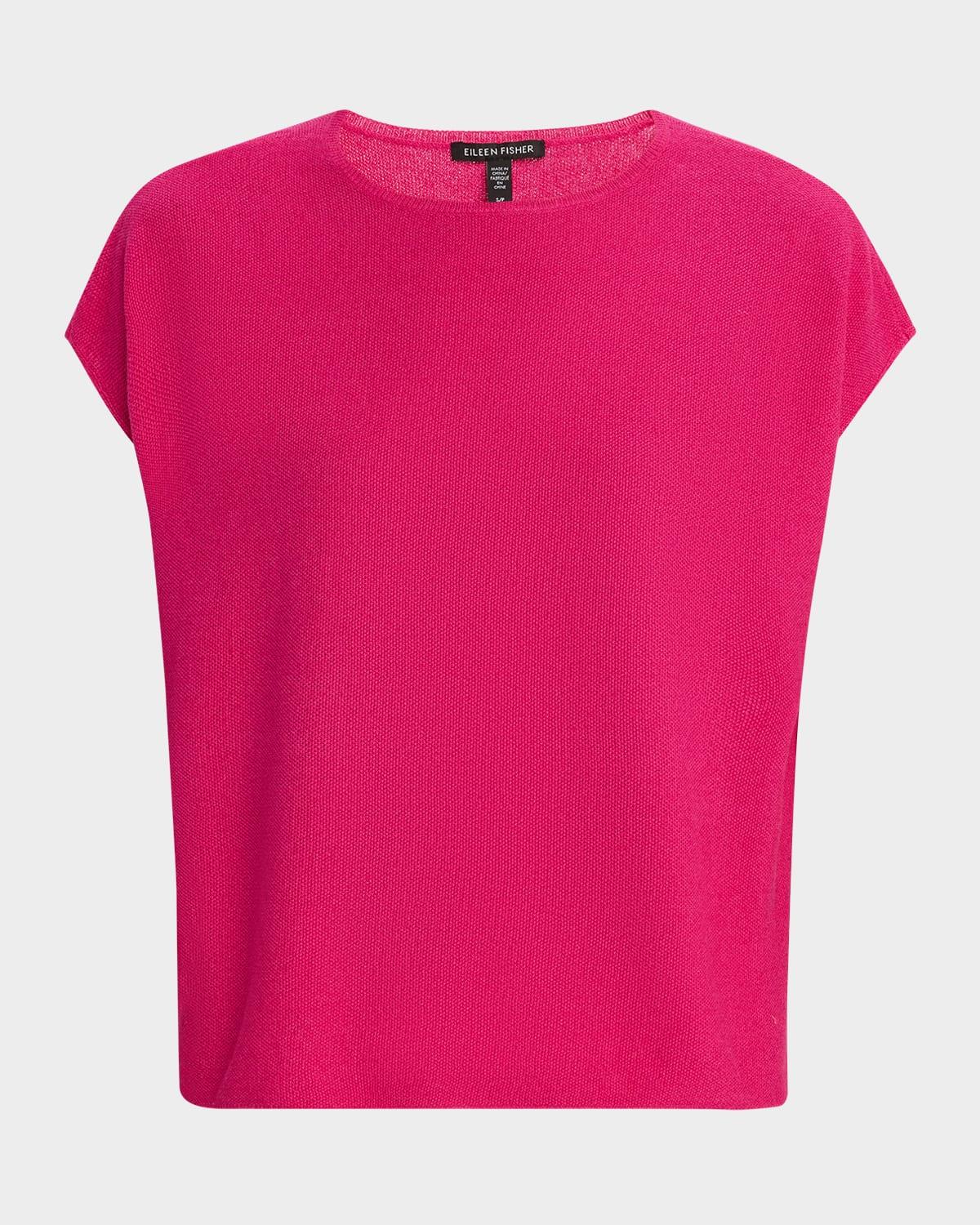 cap-sleeve crewneck knit sweater