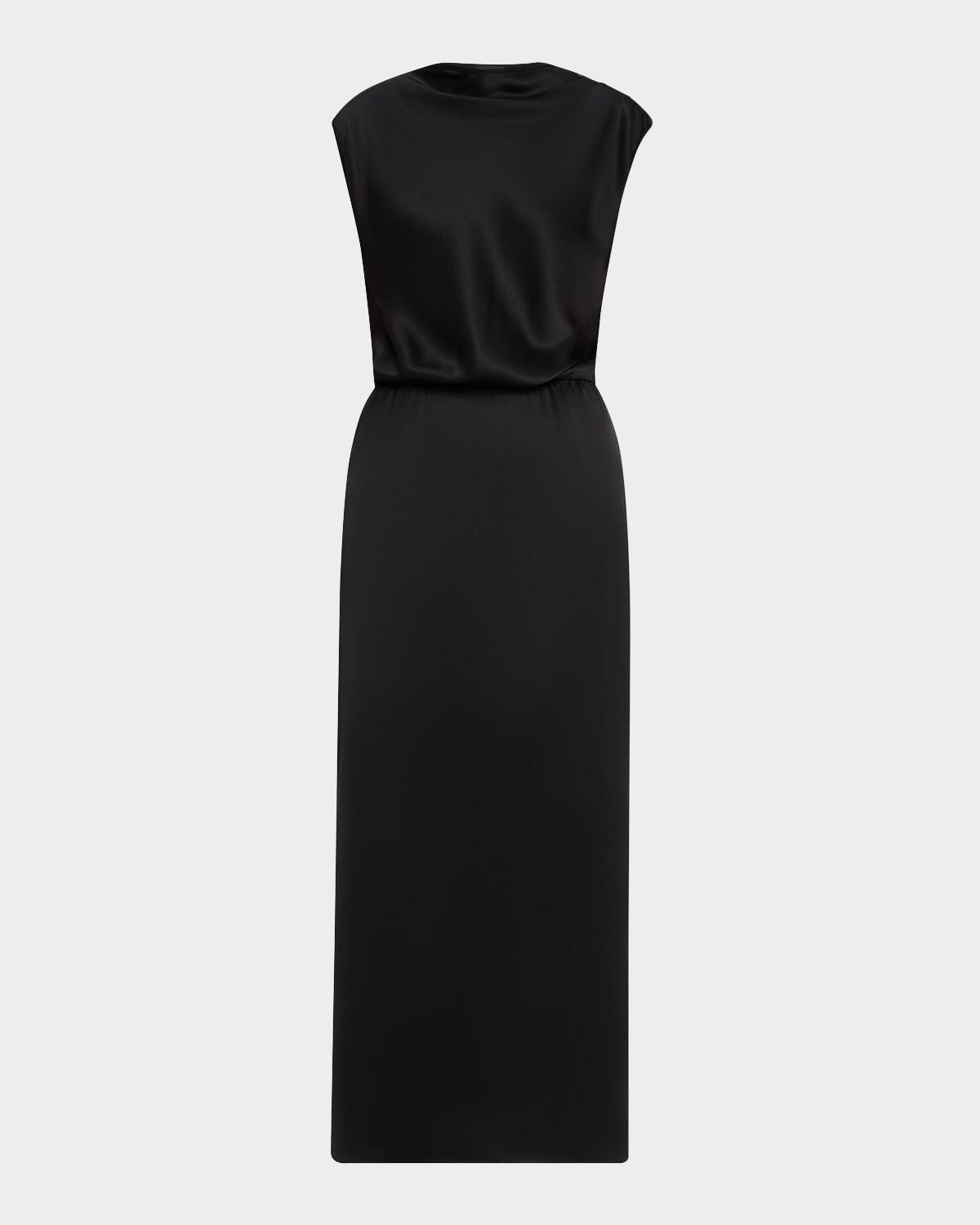 cap-sleeve double silk satin gown