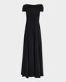 cap sleeve draped stretch cady gown