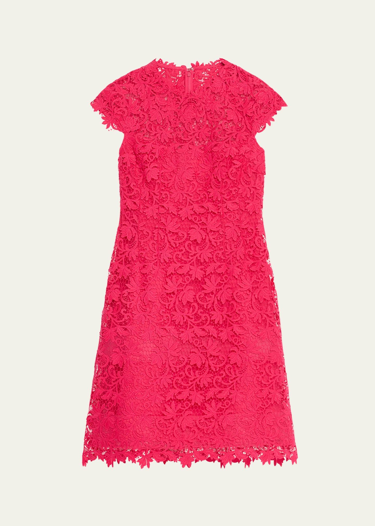 cap-sleeve floral lace dress