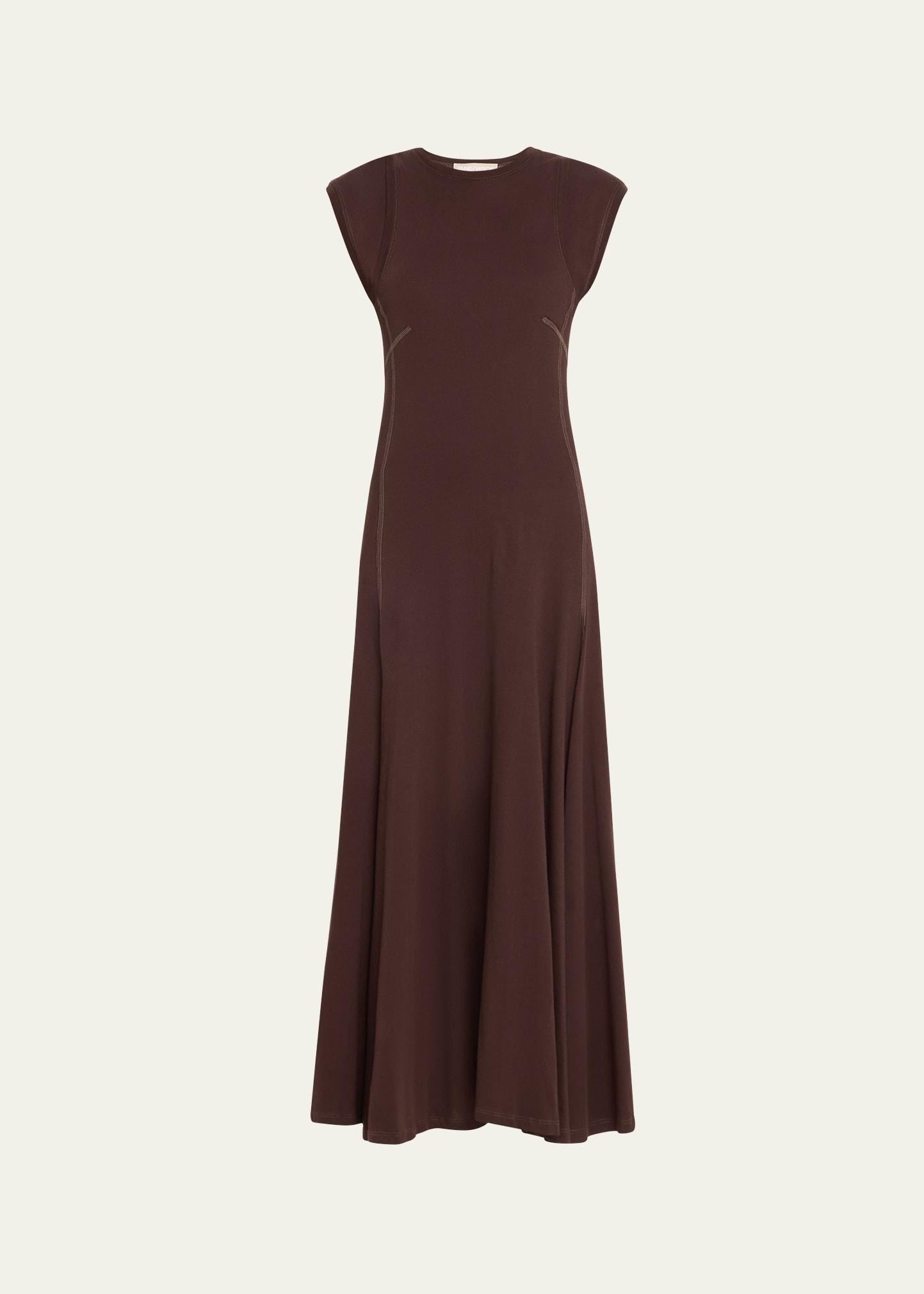 cap-sleeve jersey midi dress