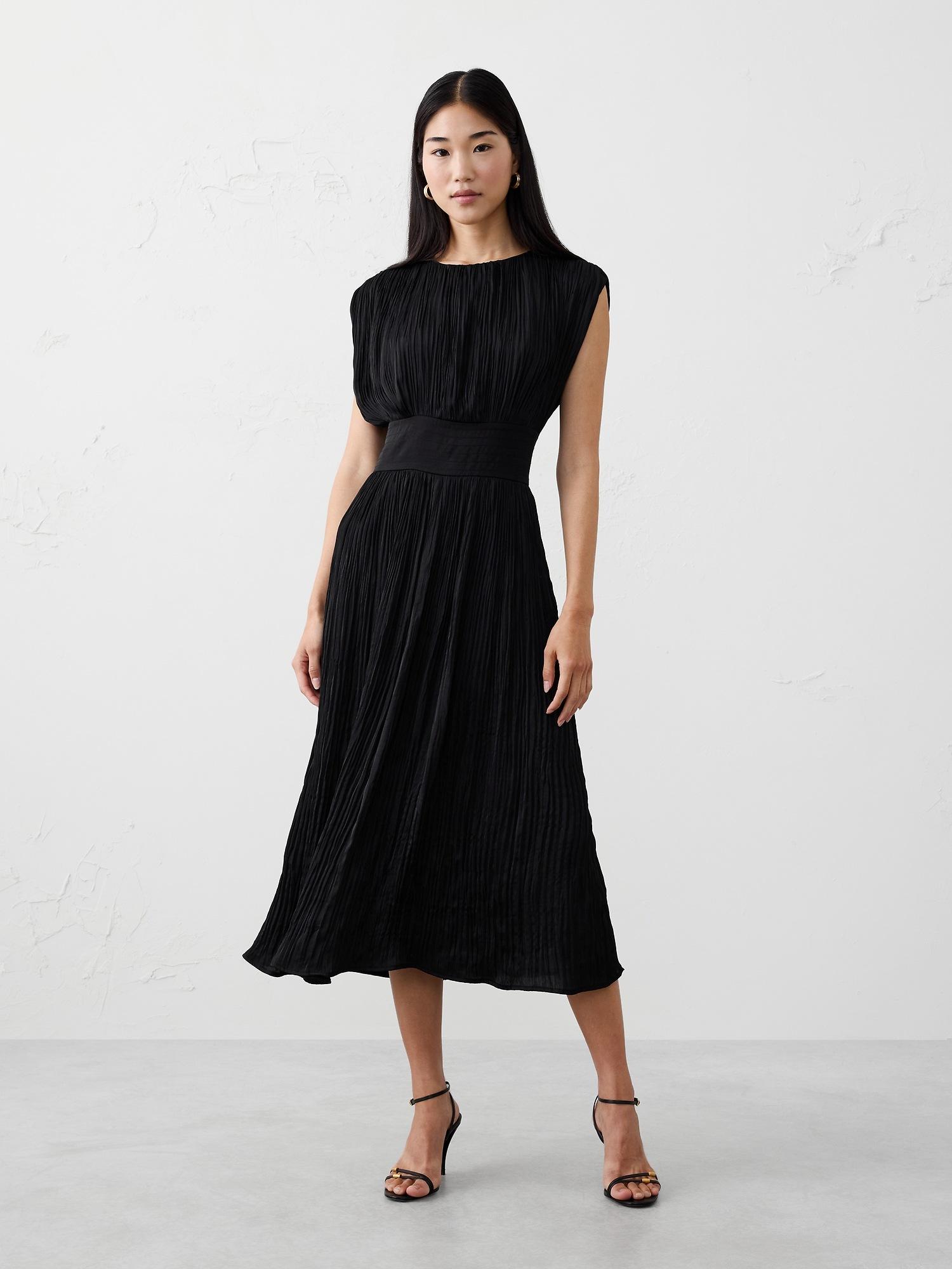 cap-sleeve midi dress
