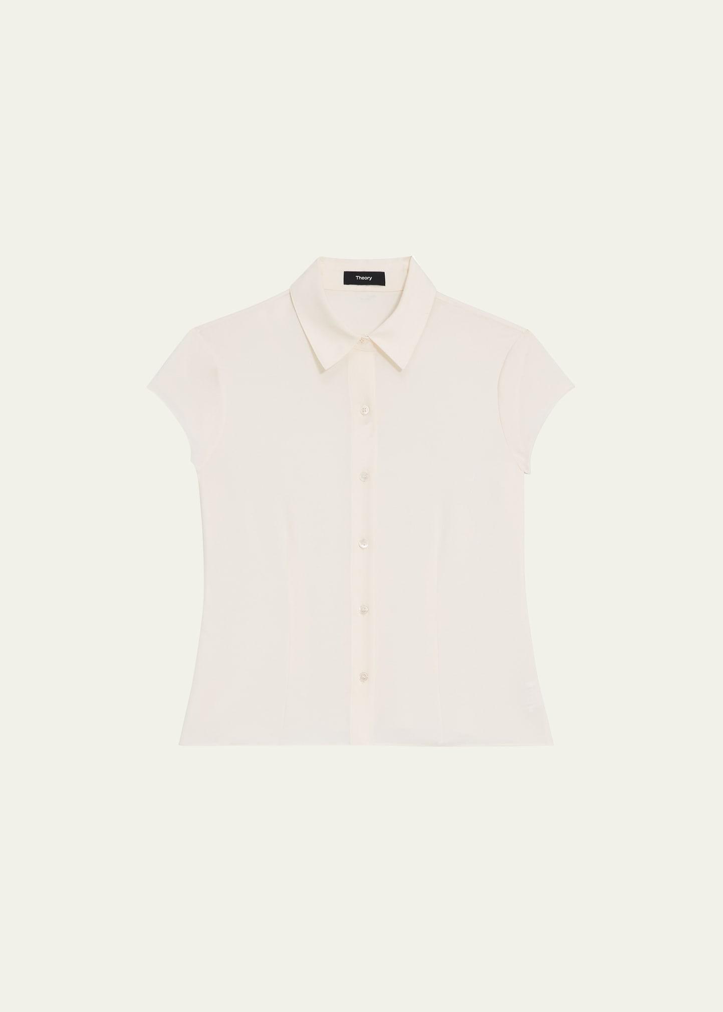 cap-sleeve modern silk georgette blouse