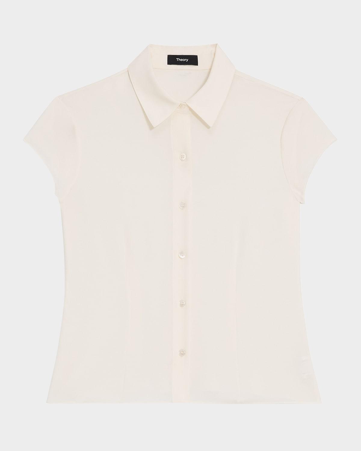 cap-sleeve modern silk georgette blouse