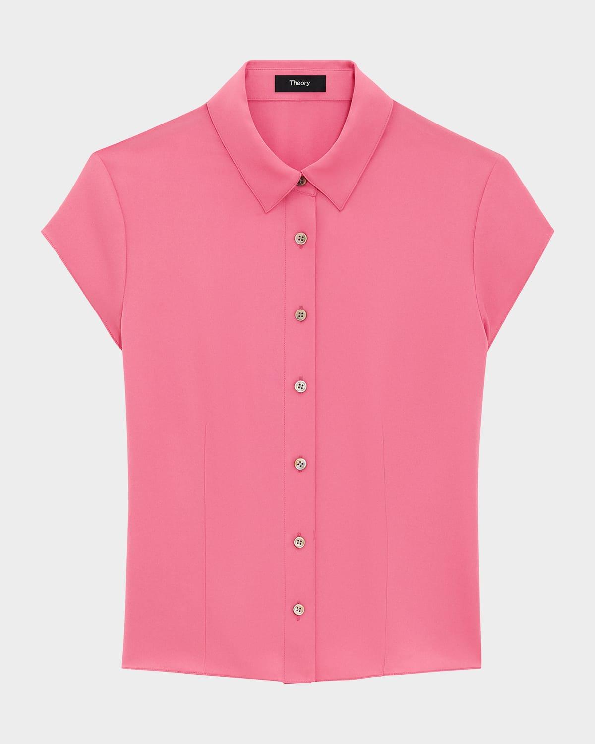cap-sleeve modern silk georgette blouse