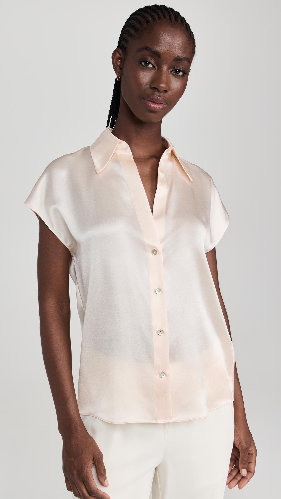 cap sleeve ruched back blouse
