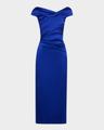 cap-sleeve satin duchesse midi dress