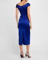 cap-sleeve satin duchesse midi dress