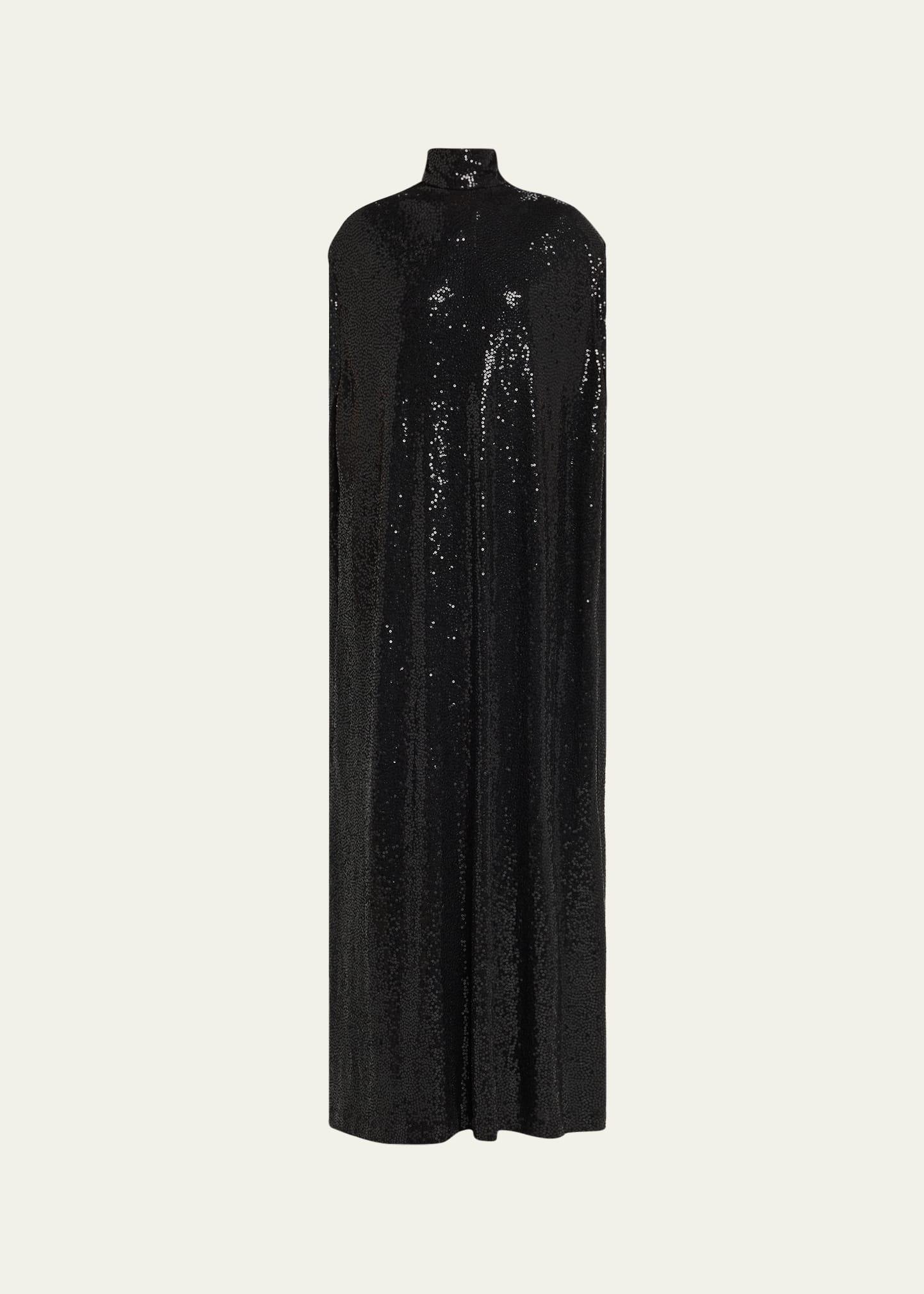 cap-sleeve sequined shift gown