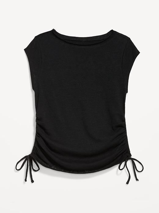 cap-sleeve shirred side top