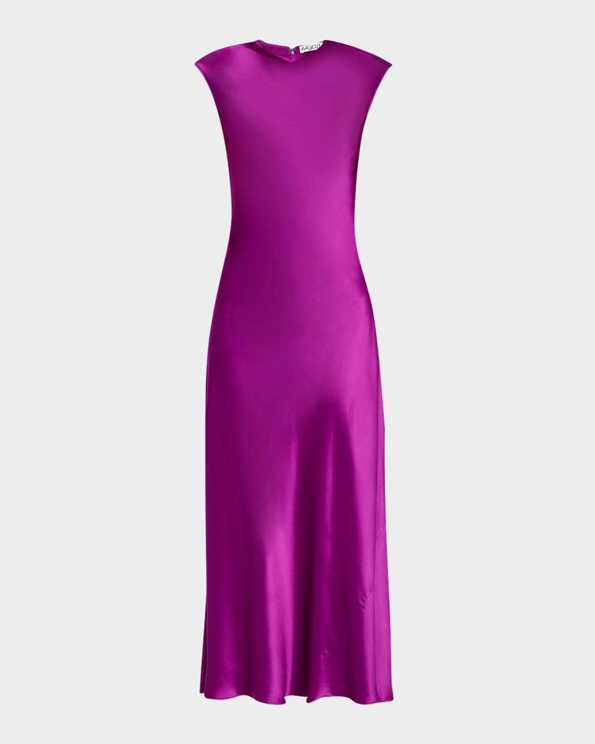 cap-sleeve silk charmeuse maxi dress