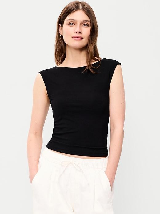 cap-sleeve tie-back top