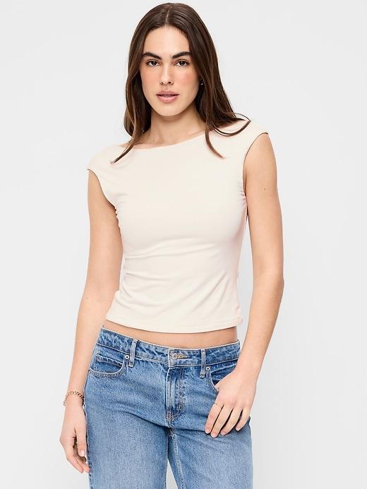 cap-sleeve tie-back top