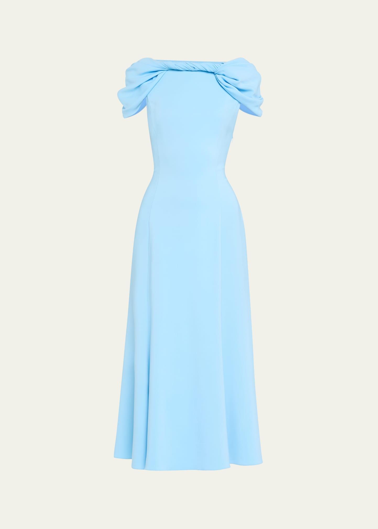 cap-sleeve twisted cape cocktail dress