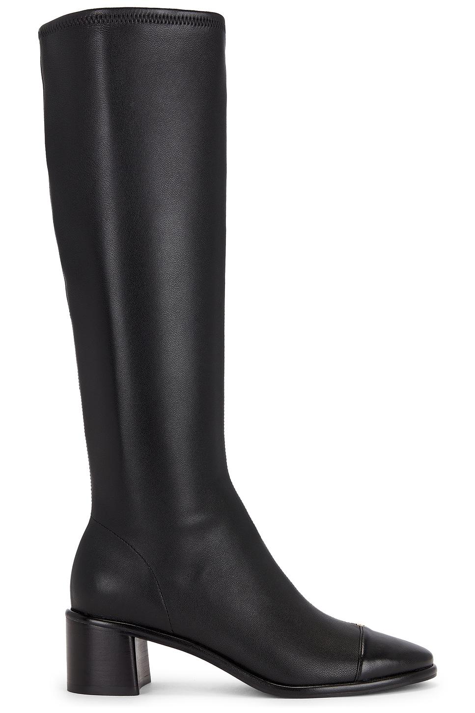 cap toe knee high boot